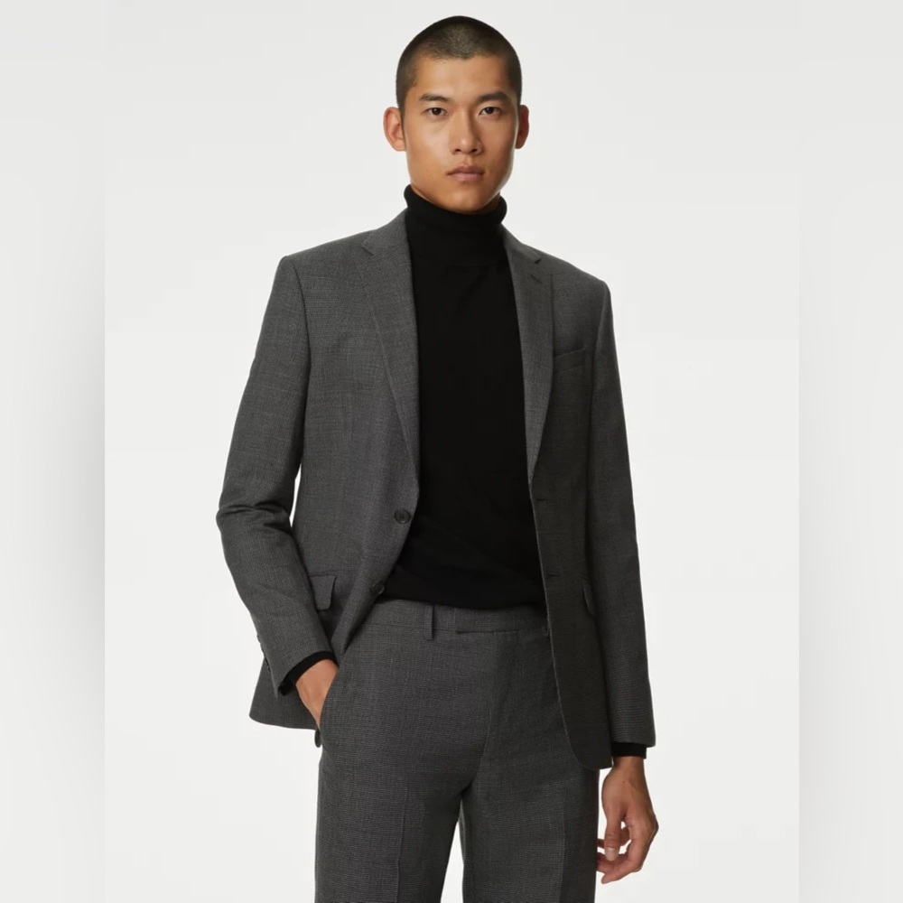Tailored Fit Wool Blend Suit Jacket